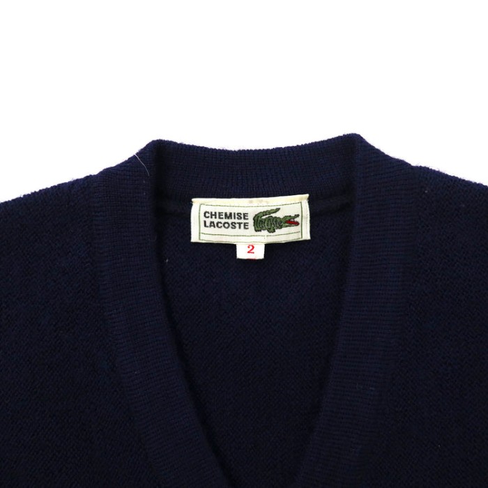CHEMISE LACOSTE Vネックニット セーター 2 ネイビー ウール ワンポイントロゴ 80年代 日本製 | Vintage.City 古着屋、古着コーデ情報を発信