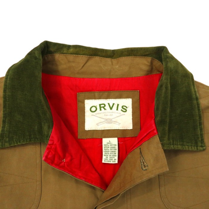 ORVIS ハンティングジャケット L ブラウン コットン 襟コーデュロイ 90 ...