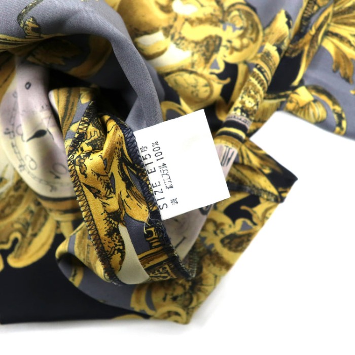 ジャパンヴィンテージ 総柄レトロブラウス 15 ネイビー ポリエステル スカーフ柄 80年代 日本製 | Vintage.City 古着屋、古着コーデ情報を発信