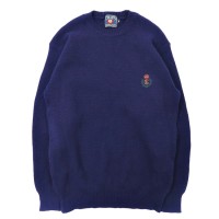 CHAPS RALPH LAUREN ハイゲージニット セーター M ネイビー ウール ワンポイントロゴ刺繍 90年代 日本製 | Vintage.City ヴィンテージ 古着