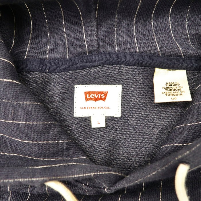 Levi's プルオーバーパーカー ロゴフーディー L ネイビー ストライプ コットン 56808-0018 トルコ製 | Vintage.City 古着屋、古着コーデ情報を発信