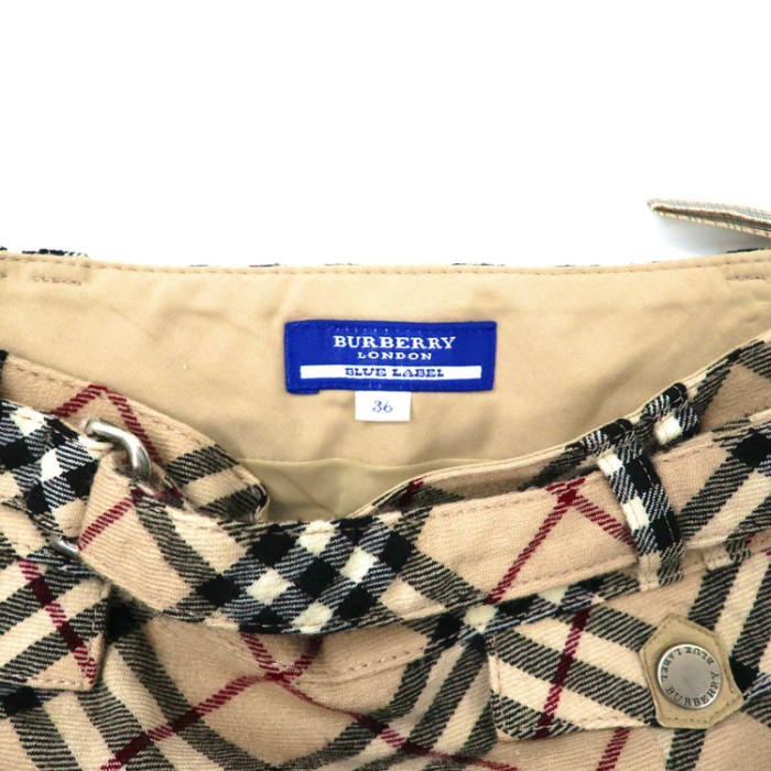 BURBERRY BLUE LABEL ノバチェック フレアスカート 36 ベージュ ウール 日本製 | Vintage.City 古着屋、古着コーデ情報を発信