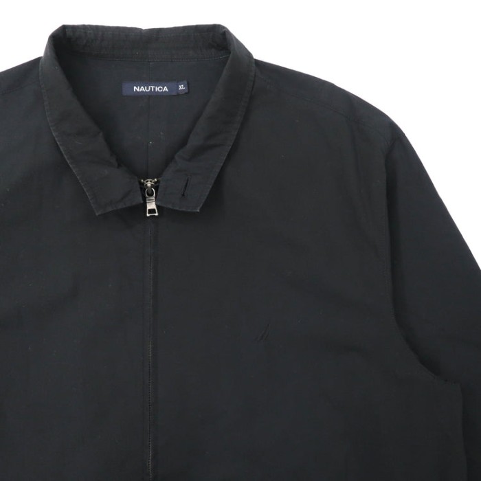 NAUTICA スウィングトップ ハリントンジャケット XL ブラック コットン ワンポイントロゴ刺繍 ビッグサイズ | Vintage.City 古着屋、古着コーデ情報を発信