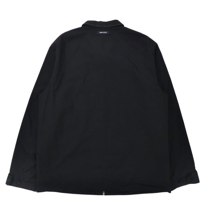 NAUTICA スウィングトップ ハリントンジャケット XL ブラック コットン ワンポイントロゴ刺繍 ビッグサイズ | Vintage.City 古着屋、古着コーデ情報を発信