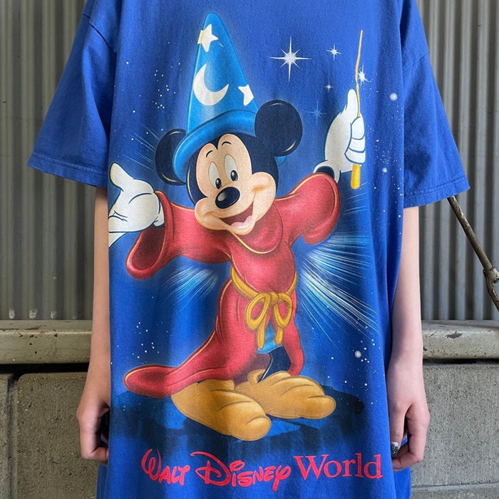 90年代 WALT DISNEY WORLD ディズニー ミッキーマウス ファンタジア キャラクター プリントTシャツ メンズ レディース ONE  SIZE