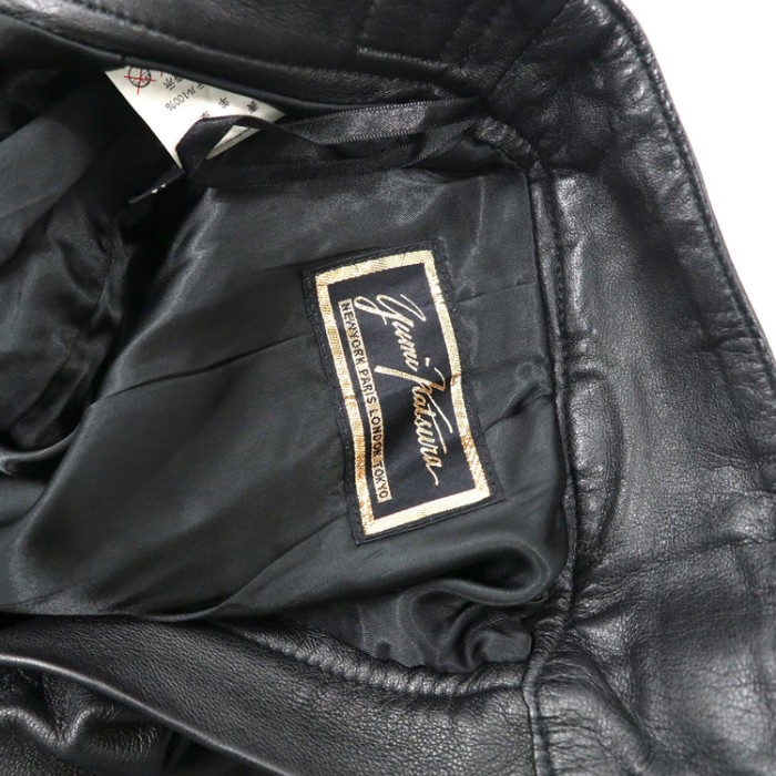 Yumi Katsura 2タック レザー テーパードパンツ M ブラック ラムレザー 羊革 90年代 日本製 | Vintage.City 古着屋、古着コーデ情報を発信
