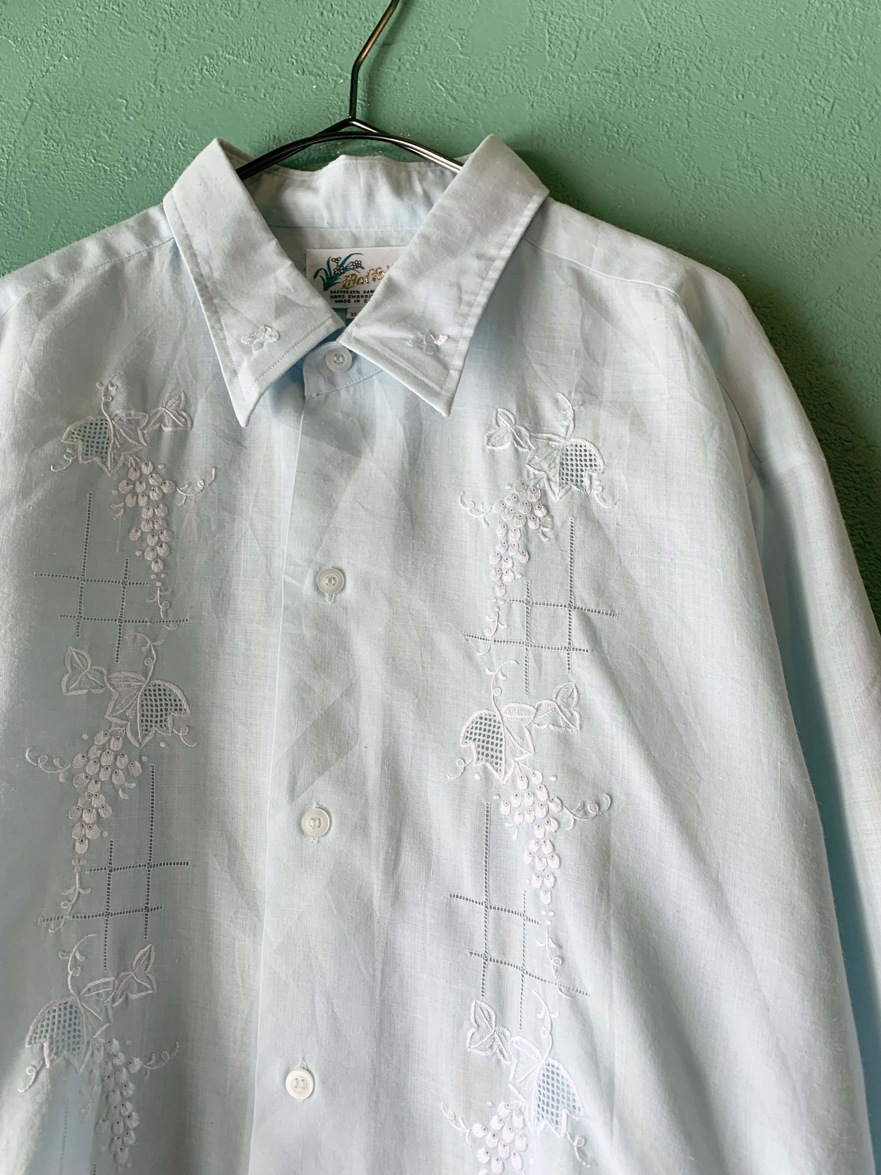 80s vintage ロングキューバシャツ 刺繍