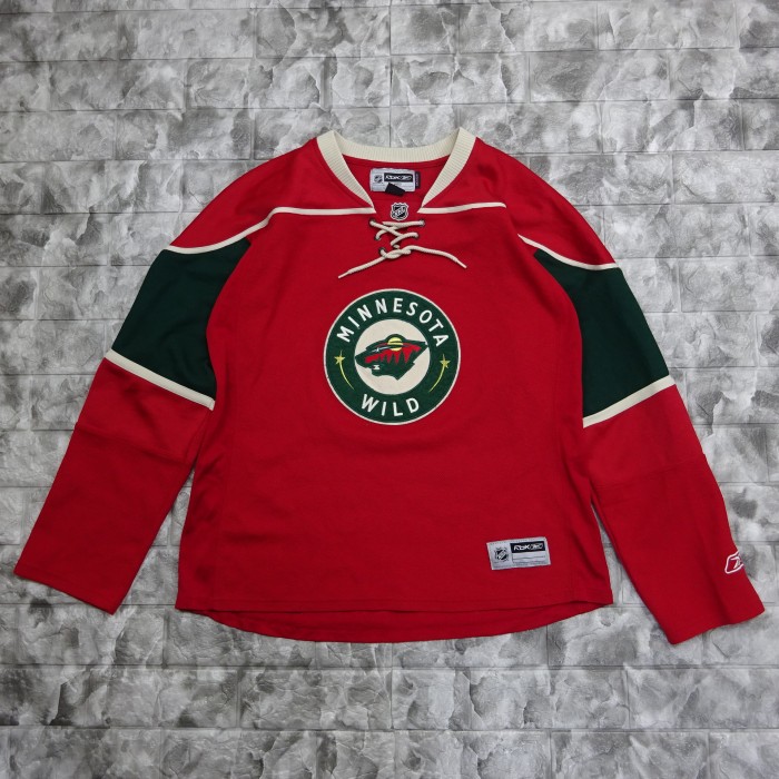 NHL×Reebok ゲームシャツ XL レッド 長袖 ワッペン レースアップ 7884 | Vintage.City 古着屋、古着コーデ情報を発信