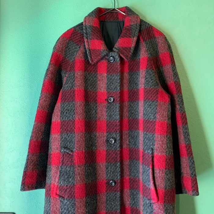 80〜90s ウールチェック ステンカラーコート | Vintage.City 古着屋、古着コーデ情報を発信