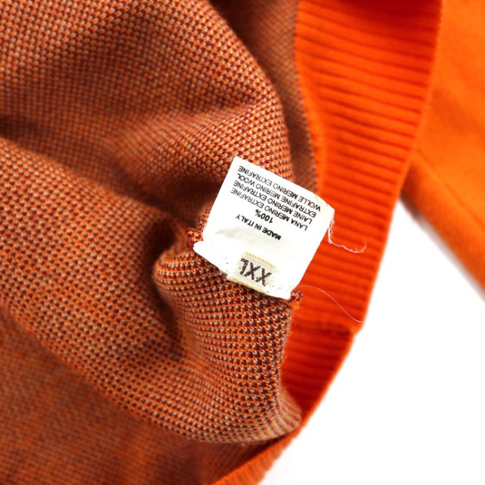 HERMES エクストラファイン メリノウール Vネックニット セーター XXL オレンジ チェック アーガイル イタリア製 | Vintage.City 古着屋、古着コーデ情報を発信