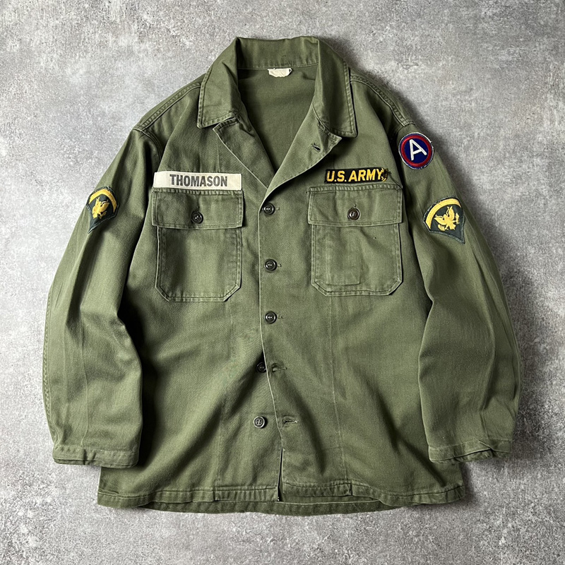 60s ビンテージ 米軍実物 USARMY コットンサテン ユーティリティシャツ