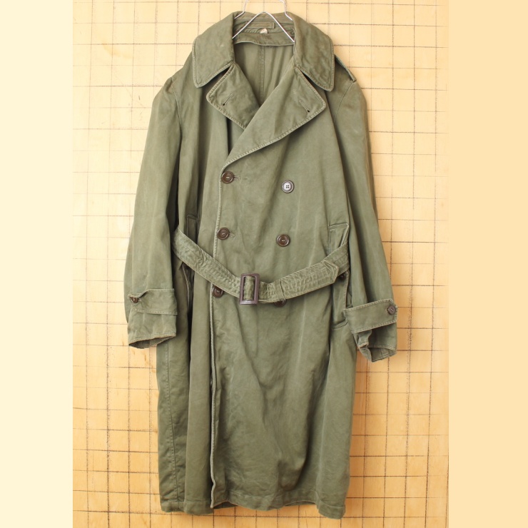 50s U.S.ARMY トレンチ コート MEDIUM-SHORT ミリタリー オリーブドラブ 米軍実物 アメリカ古着 110222aw138 |  Vintage.City