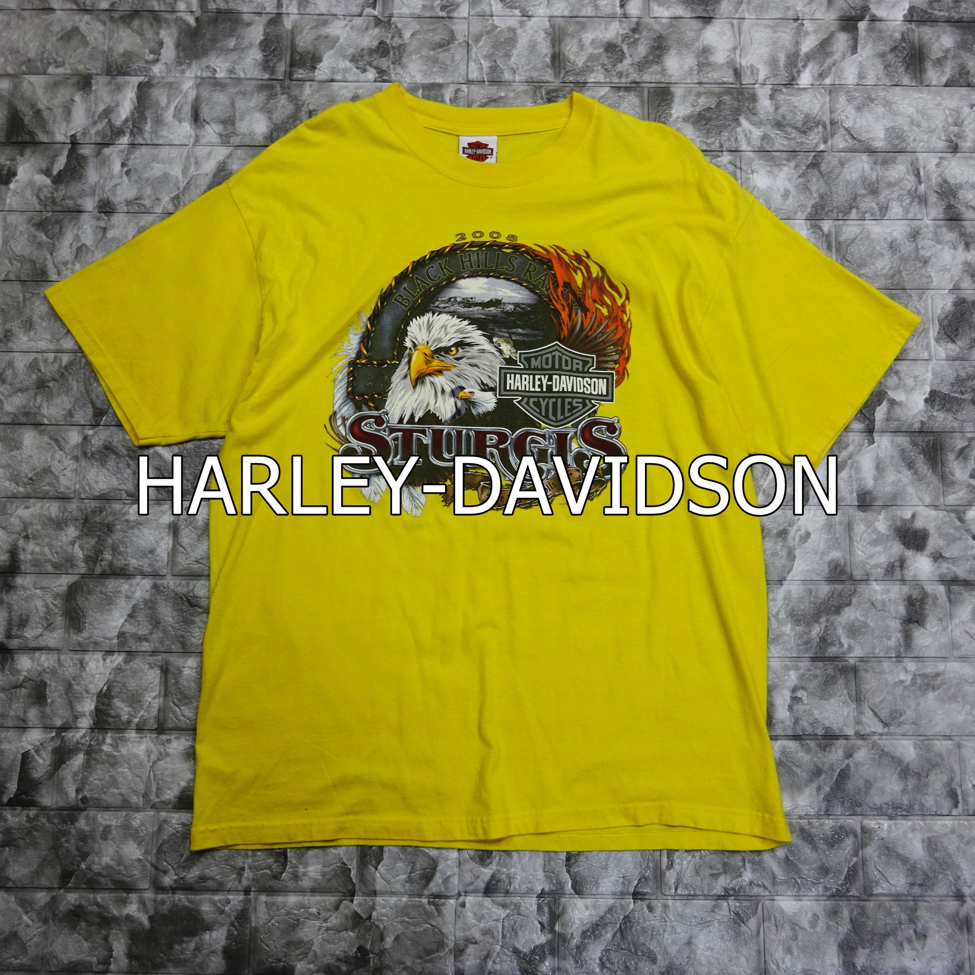 ハーレーダビットソン Tシャツ XL イエロー USA製 イーグル