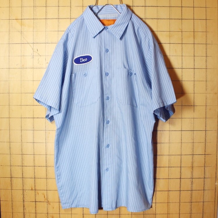レッドキャップ USA 90s 半袖 ワッペン ワークシャツ ネイビー