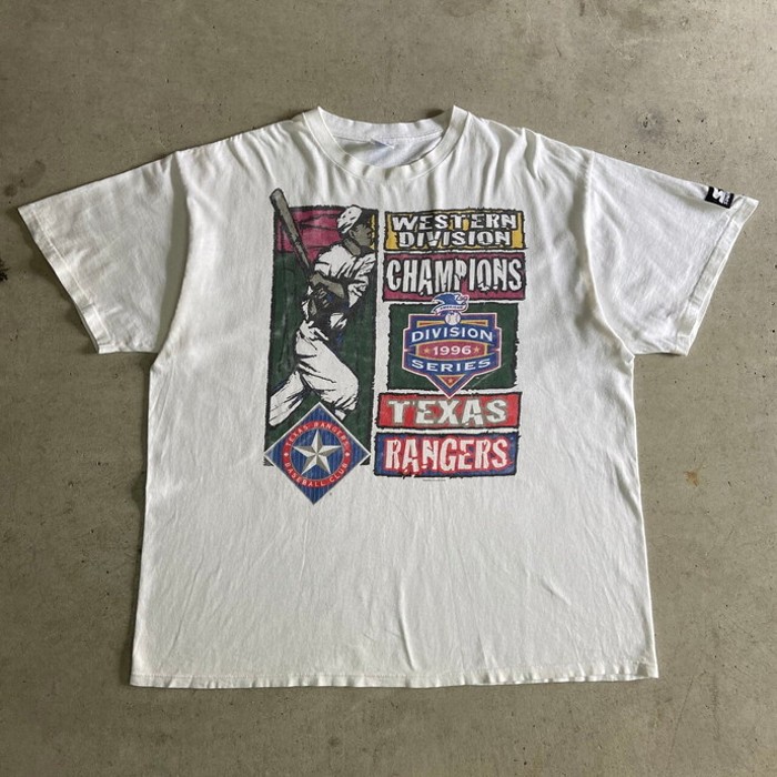 90年代 USA製 MLB テキサス・レンジャーズ アート プリントTシャツ メンズXL