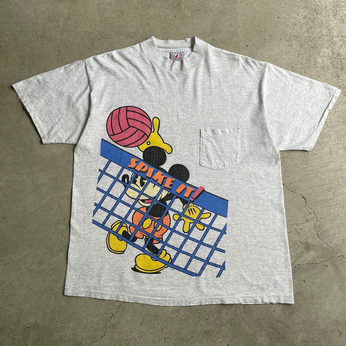 90年代 USA製 Disney ミッキーマウス バレーボール キャラクタープリント モックネック ポケットTシャツ メンズXL |  Vintage.City