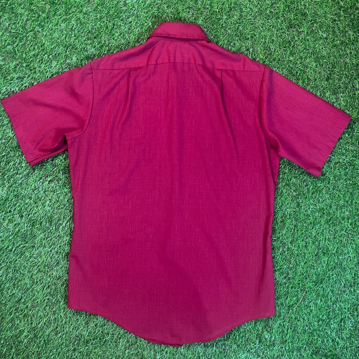 70s K-Mart Wine Red Short Sleeve Shirt / Vintage ヴィンテージ 古着 赤 レッド 無地 単色 70年代 | Vintage.City ヴィンテージ 古着