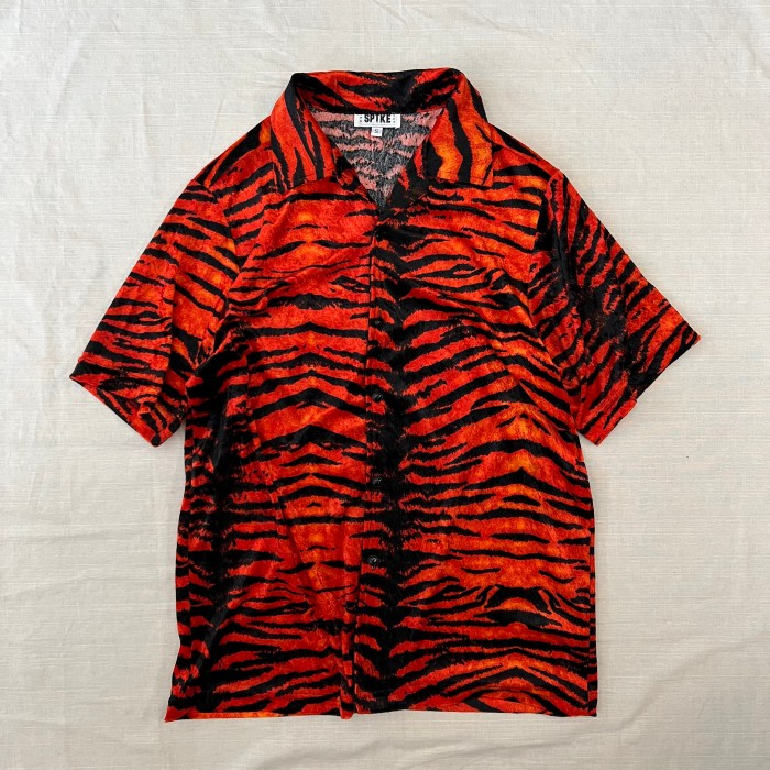 90’s USA製 SRTKE タイガーパターンシャツ ベロアシャツ 開襟シャツ  オープンカラーシャツ fc-546 | Vintage.City ヴィンテージ 古着