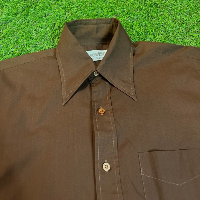 70s Brown Long Sleeve Shirt / Vintage ヴィンテージ 古着 ブラウン 茶色 無地 単色 長袖 | Vintage.City ヴィンテージ 古着