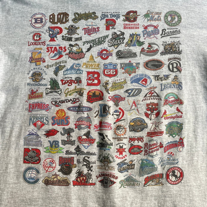 00年代 MiLB マイナーリーグ チームロゴ 両面プリント Tシャツ メンズ