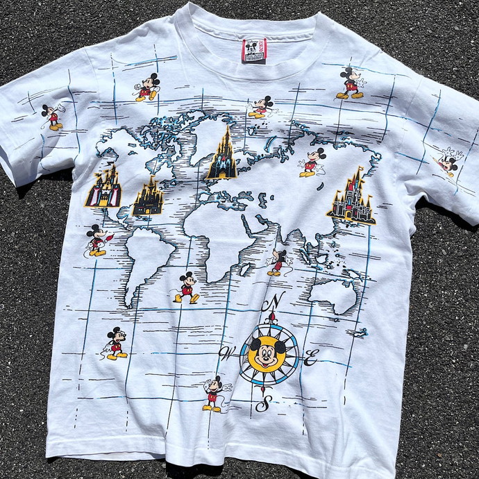 90年代 USA製 WALT DISNEY WORLD マップ ミッキーマウス キャラクター オールオーバープリント Tシャツ メンズXL相当 |  Vintage.City