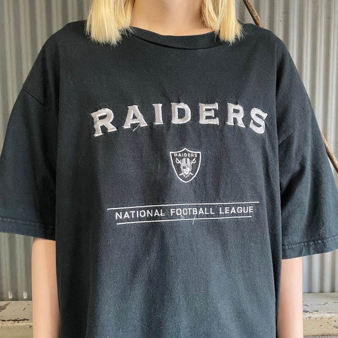 NFL オークランド・レイダース チームロゴ 刺繍 Tシャツ メンズL