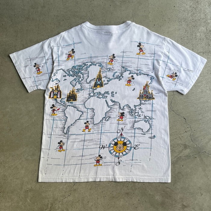 90年代 USA製 WALT DISNEY WORLD マップ ミッキーマウス  キャラクター オールオーバープリント  Tシャツ メンズXL相当 | Vintage.City ヴィンテージ 古着