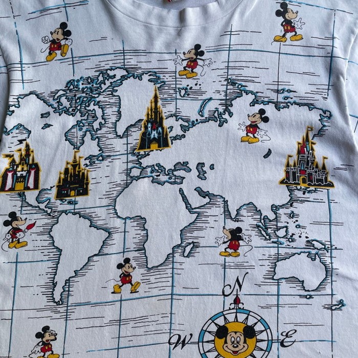 90年代 USA製 WALT DISNEY WORLD マップ ミッキーマウス  キャラクター オールオーバープリント  Tシャツ メンズXL相当 | Vintage.City ヴィンテージ 古着