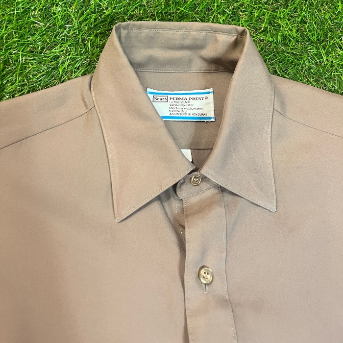 70s Sears Light Brown Short Sleeve Shirt / Vintage ヴィンテージ 古着 ベージュ 無地 単色 シンプル 70年代 | Vintage.City ヴィンテージ 古着