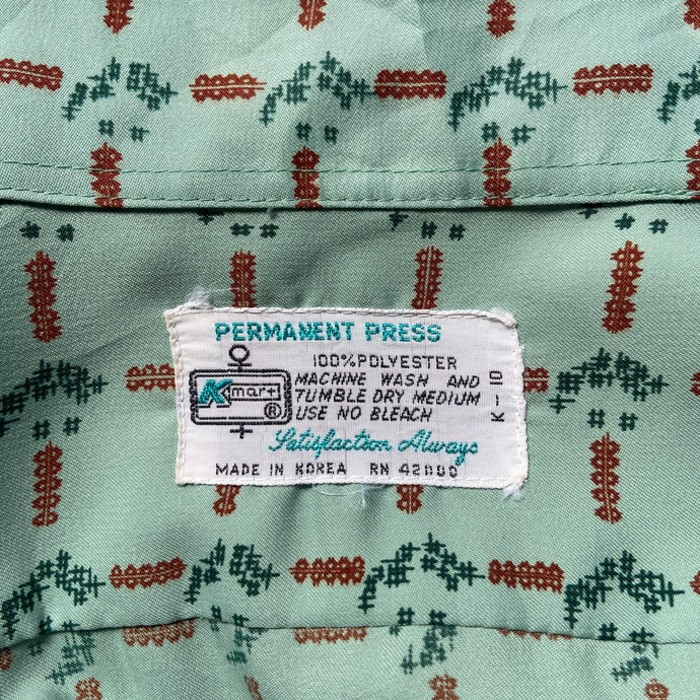 70年代 PERMANENT PRESS Kmart 長袖ポリシャツ 総柄シャツ メンズL相当 | Vintage.City ヴィンテージ 古着
