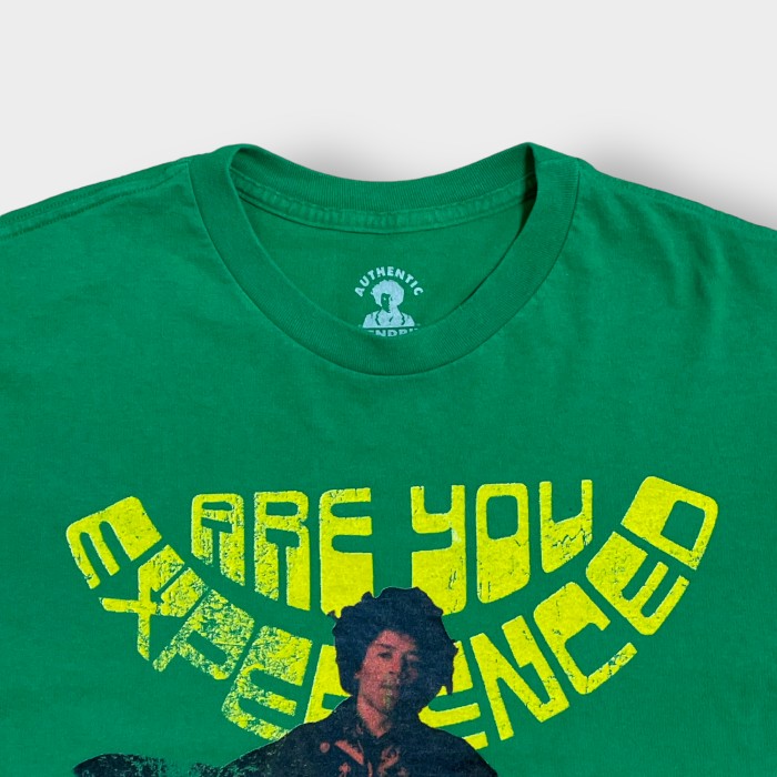 【Authentic Hendrix】USA製 ジミヘン Are You Experienced ロゴ プリント 公式 オフィシャル Tシャツ アルバムジャケット ロックt バンドTシャツ ザ・ジミ・ヘンドリックス・エクスペリエンス L 半袖 グリーン US古着 | Vintage.City ヴィンテージ 古着