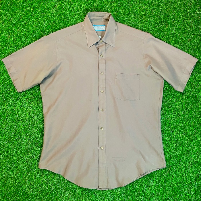 70s Sears Light Brown Short Sleeve Shirt / Vintage ヴィンテージ 古着 ベージュ 無地 単色 シンプル 70年代 | Vintage.City ヴィンテージ 古着