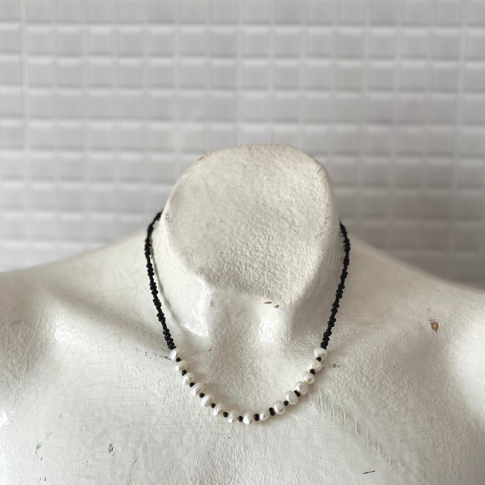 Used retro freshwater pearl black beads necklace レトロ ユーズド 淡水パール ブラック ビーズ ネックレス | Vintage.City ヴィンテージ 古着