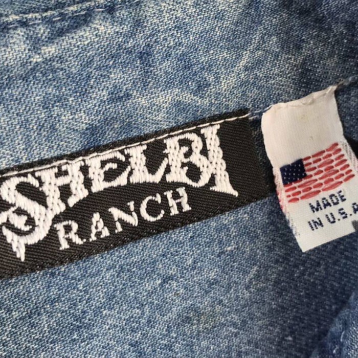 希少 良品 USA製 90's SHELBI RANCH インディゴ デニム キャバルリー シャツ シャンブレー ウエスタン ヴィンテージ 80s プルオーバー | Vintage.City ヴィンテージ 古着