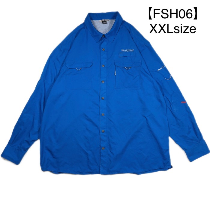 【FSH06】XXLsize Fishing shirt blue フィッシングシャツ　長袖シャツ | Vintage.City 빈티지숍, 빈티지 코디 정보