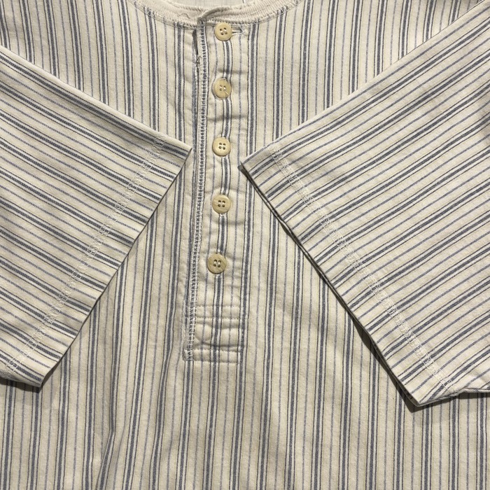 Great Land グレートランド　ヘンリーネック　ストライププリントTシャツ　A990 | Vintage.City ヴィンテージ 古着