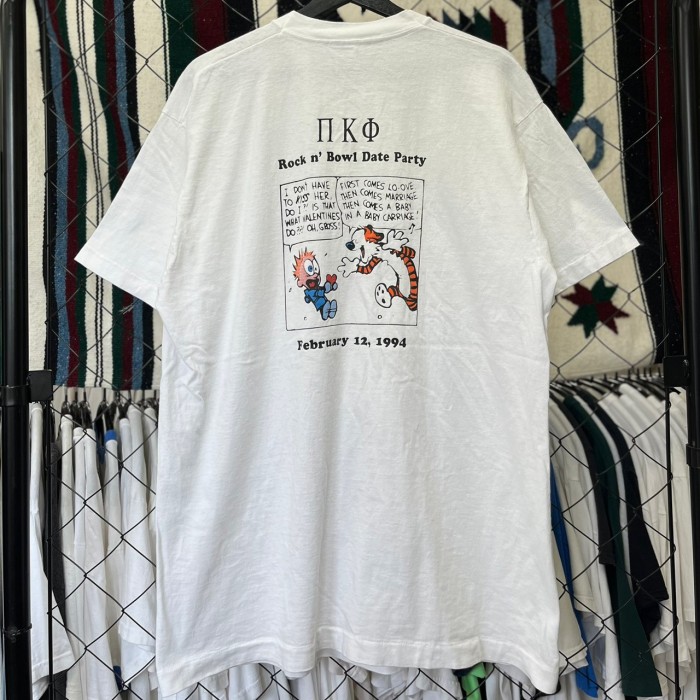 90s USA製 カルビンとホッブス コミック系 半袖Tシャツ シングルステッチ キャラクター デザインプリント フルーツオブザルーム XL 古着 古着屋 埼玉 ストリート オンライン 通販 | Vintage.City ヴィンテージ 古着