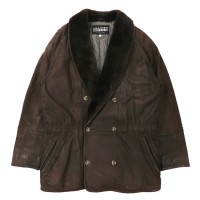 LEATHER WORKS EXCLUSIVELY BEAMS ショールカラームートンコート 38 ブラウン レザー 90年代 | Vintage.City 古着屋、古着コーデ情報を発信