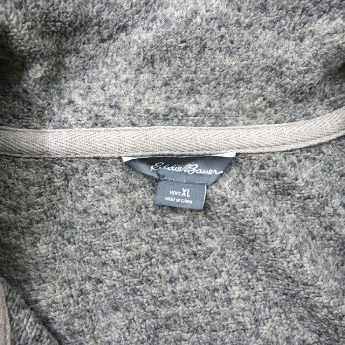 Eddie Bauer ハーフジップフリースジャケット XL グレー ポリエステル ワンポイントロゴ刺繍 ビッグサイズ | Vintage.City 古着屋、古着コーデ情報を発信