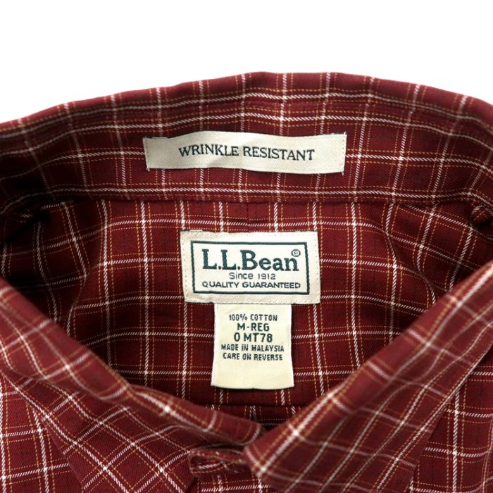 L.L.Bean ボタンダウンシャツ M レッド チェック コットン WRINKLE RESISTANT | Vintage.City 빈티지숍, 빈티지 코디 정보