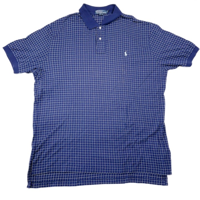 XXLsize Polo Ralph Lauren check Polo shirt ポロシャツ　ポロラルフローレン　チェック　ネイビー | Vintage.City 빈티지숍, 빈티지 코디 정보