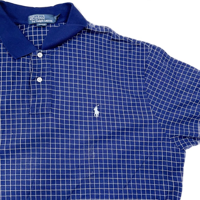 XXLsize Polo Ralph Lauren check Polo shirt ポロシャツ　ポロラルフローレン　チェック　ネイビー | Vintage.City 古着屋、古着コーデ情報を発信