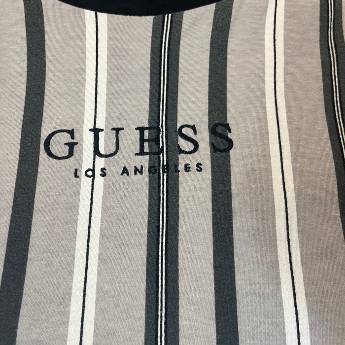 90s GUESS Striped T-Shirt / Vintage ヴィンテージ 古着 ストライプ グレー ゲス メンズライク Tシャツ 半袖 | Vintage.City 빈티지숍, 빈티지 코디 정보