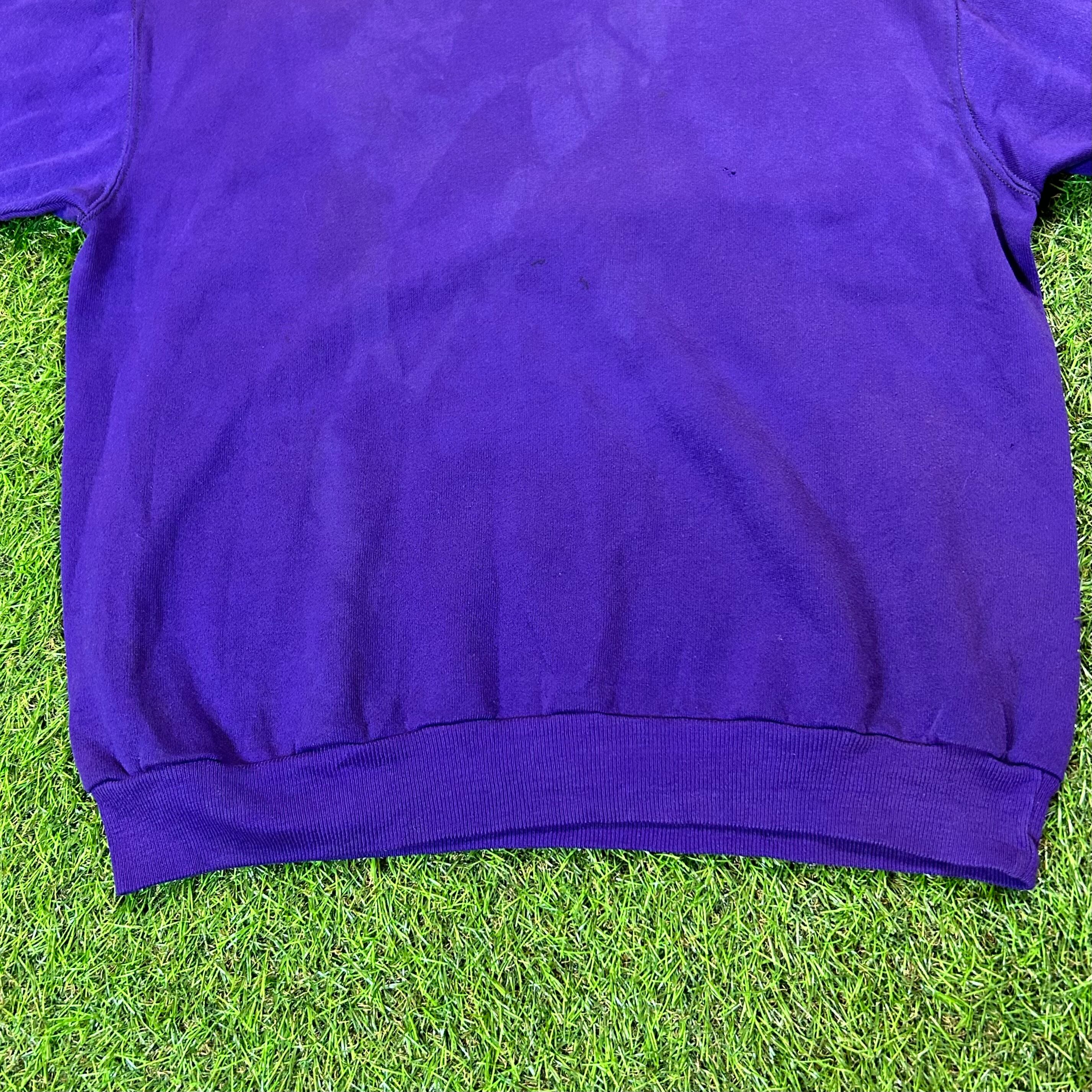 90s RUSSELL ATHLETIC Short Sleeve Purple Sweat Shirt / Vintage