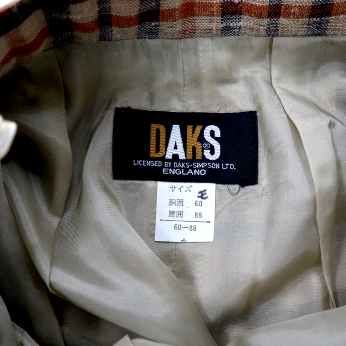 DAKS タックスカート XS ベージュ チェック ポリエステル リネン混 オールド | Vintage.City 古着屋、古着コーデ情報を発信