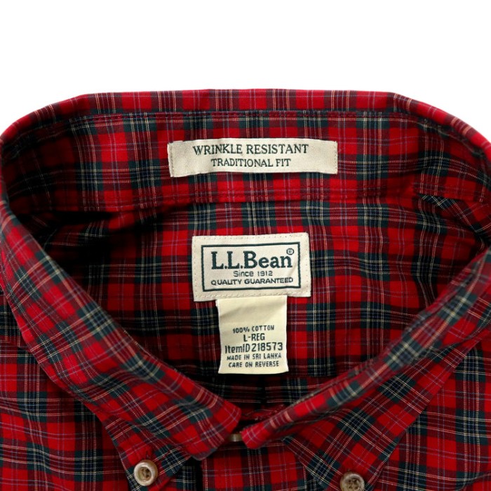 L.L.Bean タータンチェック ボタンダウンシャツ L レッド コットン WRINKLE RESISTANT TRADITIONAL FIT スリランカ製 | Vintage.City 古着屋、古着コーデ情報を発信