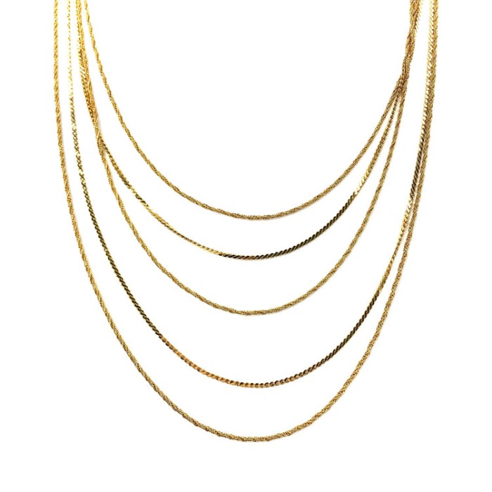 VINTAGE Gold Chain Necklaces 5連 ゴールドチェーンネックレス 73cm 喜平 ロープチェーン | Vintage.City Vintage Shops, Vintage Fashion Trends