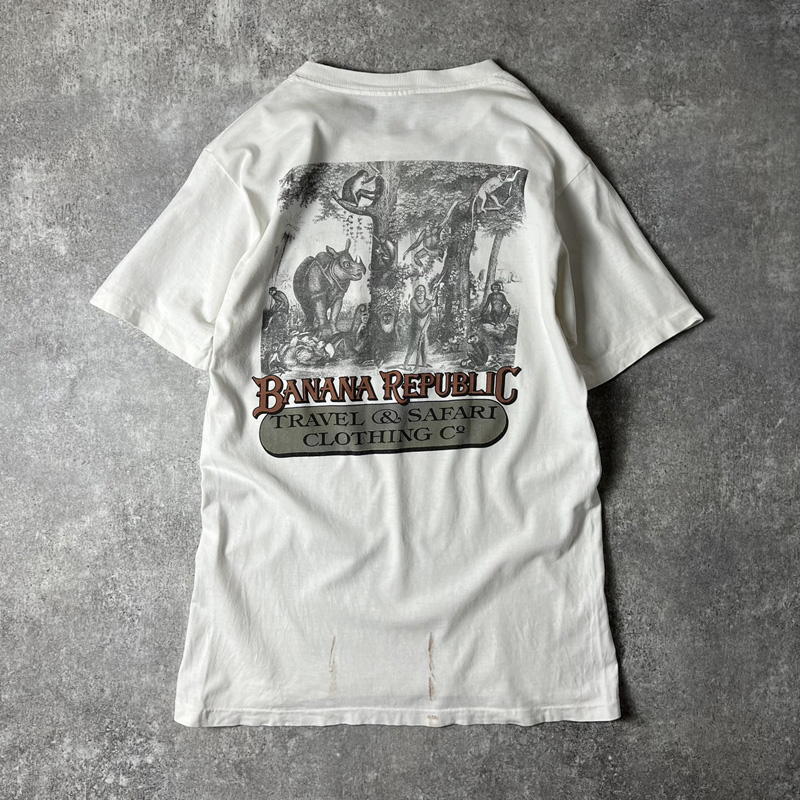 80s BANANA REPUBLIC TRAVEL&SAFARI アニマル プリント 半袖 Tシャツ 