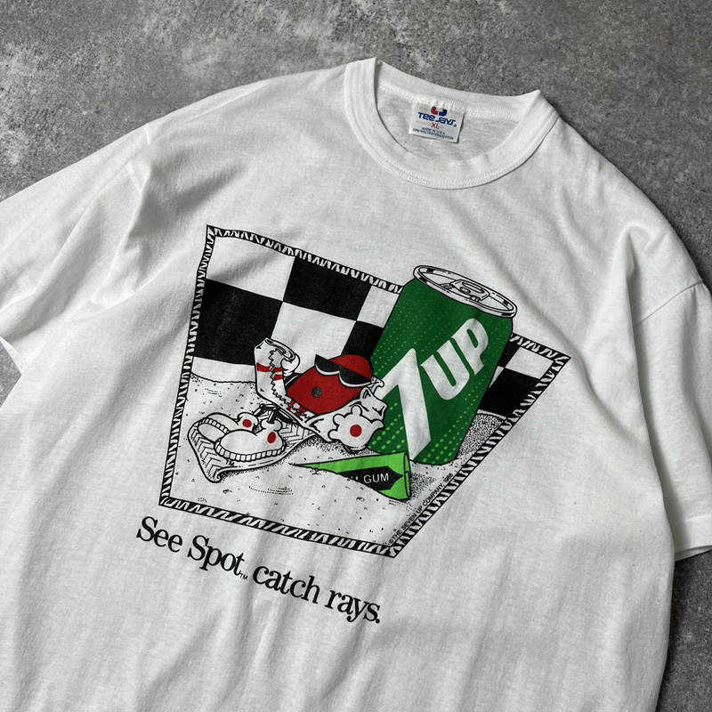 80s USA製 7up キャラクター プリント 半袖 Tシャツ XL / 80年代