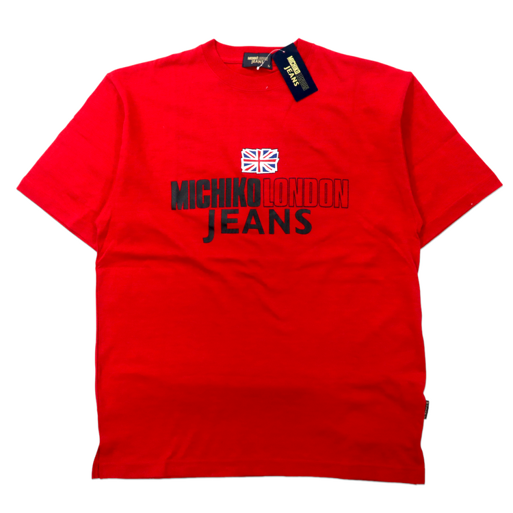 MICHIKO LONDON JEANS ビッグサイズ 90年代 ロゴプリントTシャツ M レッド コットン ユニオンジャック 未使用品 |  Vintage.City
